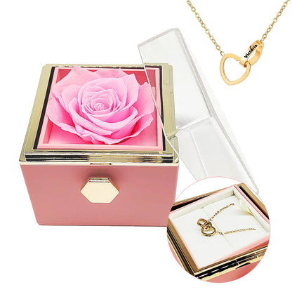 Coffret Rose Éternelle - Avec Collier Gravé & Rose