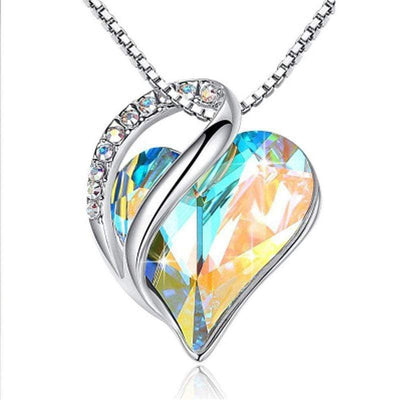 Rainbow Crystal Heart Love Necklace